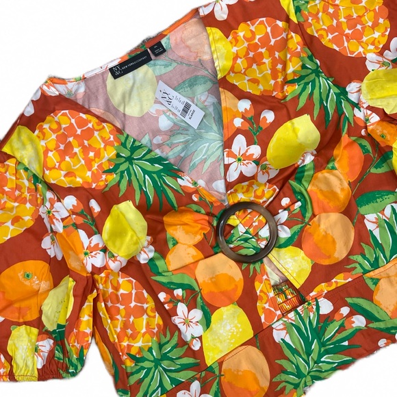 New York & Co NWT Fruit-Print O-Ring Poplin Top Size XL - Picture 3 of 8